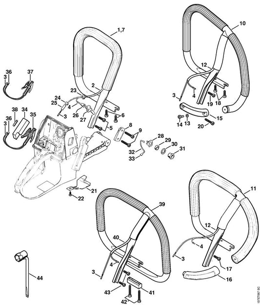 STIHL 1122-791-5501 Winkelstück positie 15 technische tekening