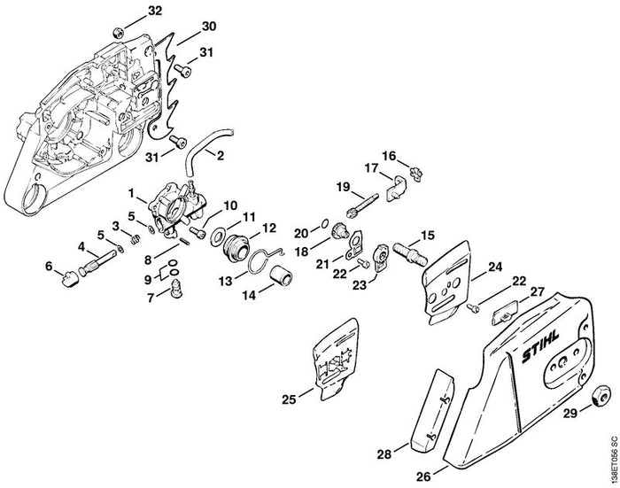 STIHL 1110-664-0501 Krallenanschlag positie 30 technische tekening