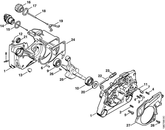 STIHL 0000-359-1210 Dichtring positie 17 technische tekening