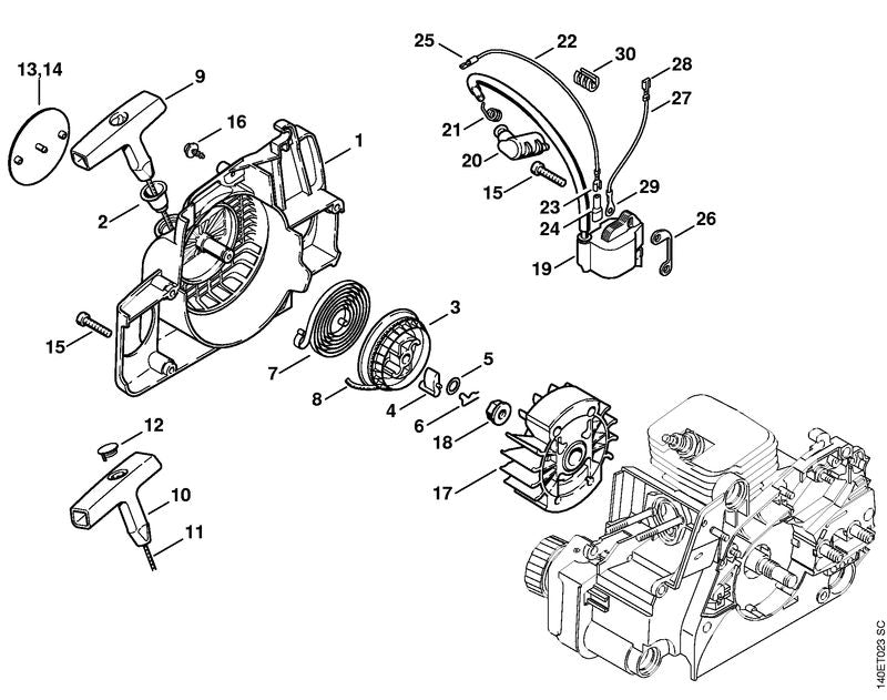 STIHL 0000-955-0802 Bundmutter M8x1 positie 18 technische tekening