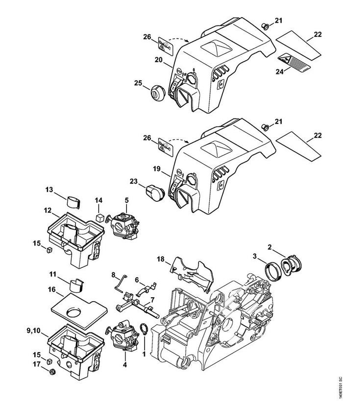 STIHL 1130-124-7100 Hülse positie 15 technische tekening