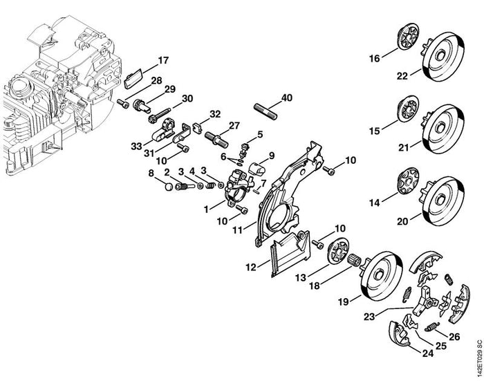 STIHL 1129-664-2400 Bundschraube positie 28 technische tekening