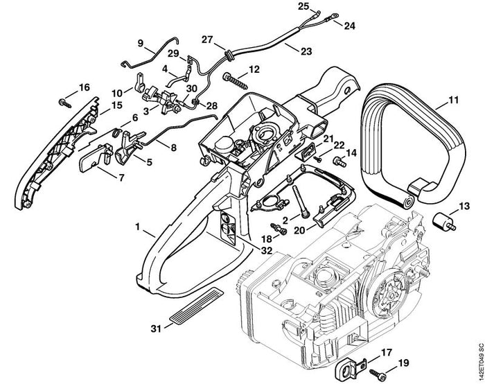 STIHL 1129-442-1600 Kontaktfeder positie 4 technische tekening