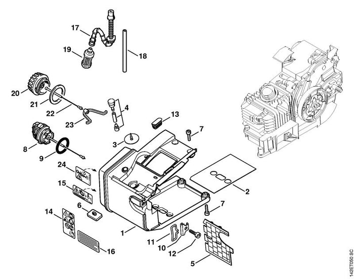 STIHL 1129-350-5850 Tanklüftung positie 4 technische tekening