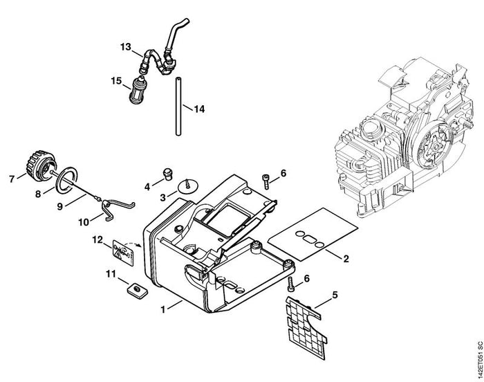 STIHL 1129-351-4000 Isolierplatte positie 5 technische tekening