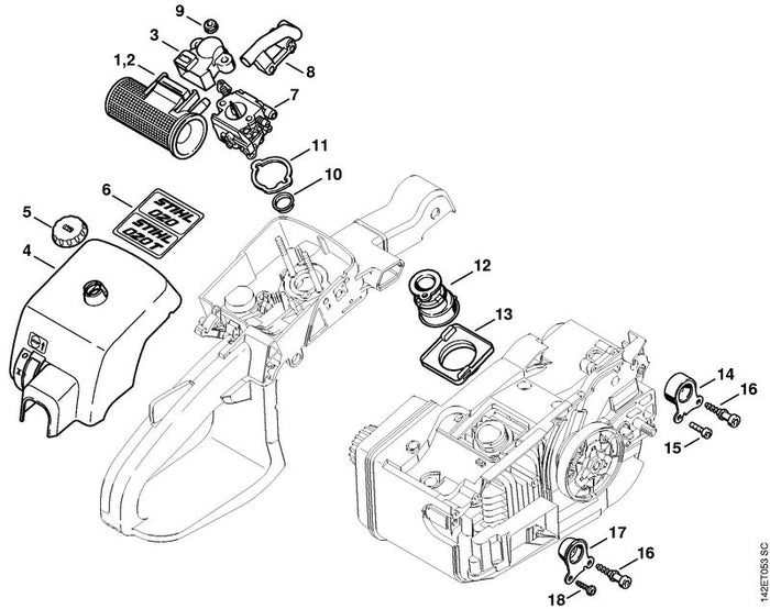 STIHL 1129-120-1604 Luftfilter, Vlies positie 2 technische tekening
