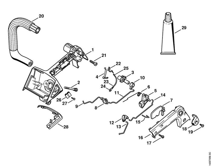 STIHL 1129-180-8000 Doppelhebel positie 8 technische tekening