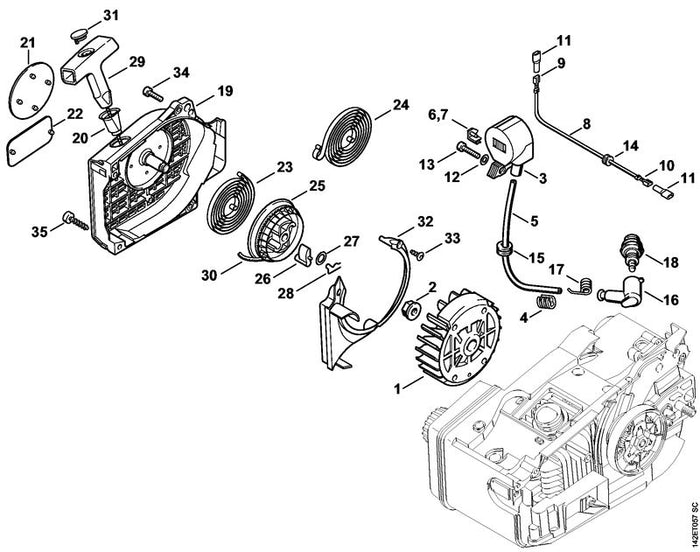 STIHL 1129-084-7800 Segment positie 32 technische tekening