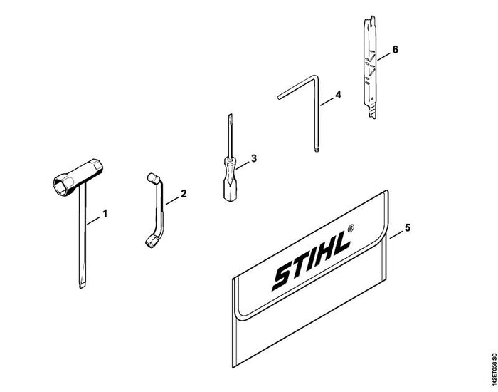 STIHL 1129-890-1400 Satz Werkzeuge positie -1 technische tekening