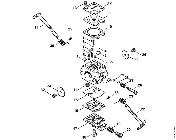 STIHL 1113-129-0900 Dichtung positie 10 technische tekening