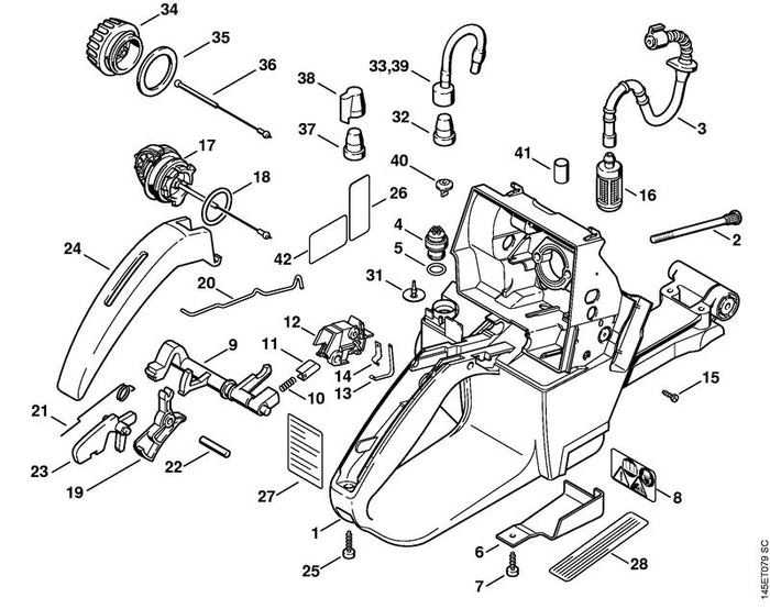 STIHL 1128-182-1700 Schaltschieber positie 11 technische tekening