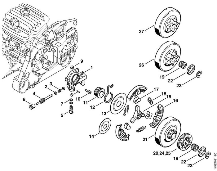 STIHL 1128-007-1011 Satz Ringkettenrad 0.325" 9Z positie -1 technische tekening