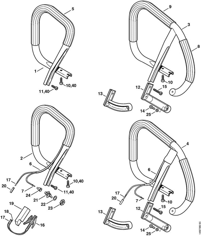 STIHL 1128-790-3619 Rundumgriffrohr positie 4 technische tekening