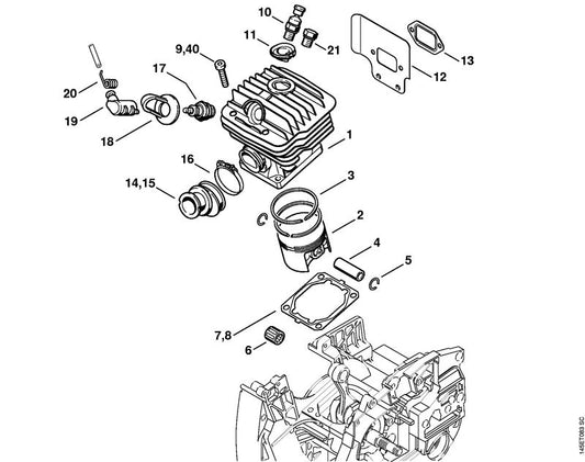 STIHL 1128-030-2009 Kolben Ø 52 mm positie 2 technische tekening