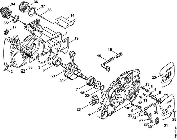 STIHL 1128-007-1052 Dichtungssatz positie -1 technische tekening