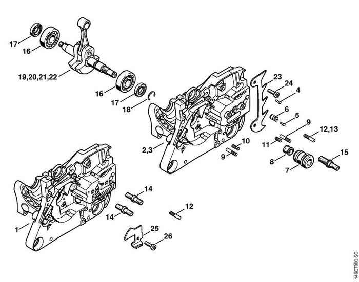 STIHL 1125-162-5209 Bolzen positie 13 technische tekening