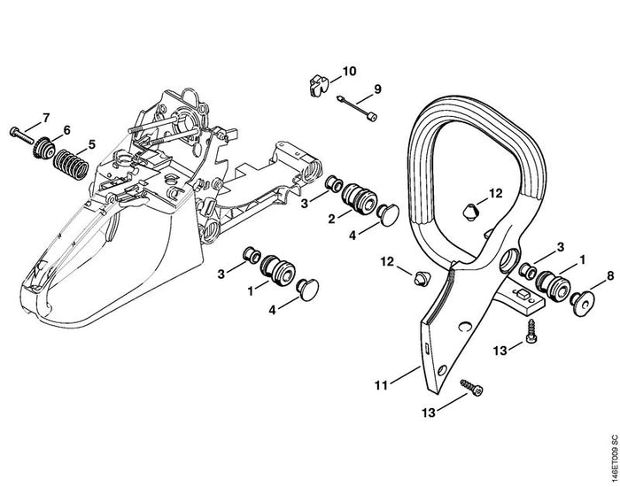 STIHL 1133-791-5900 Anschlagpuffer positie 12 technische tekening