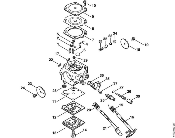 STIHL 9645-945-3001 RDR A 7x0,8-NBR70 positie 36 technische tekening