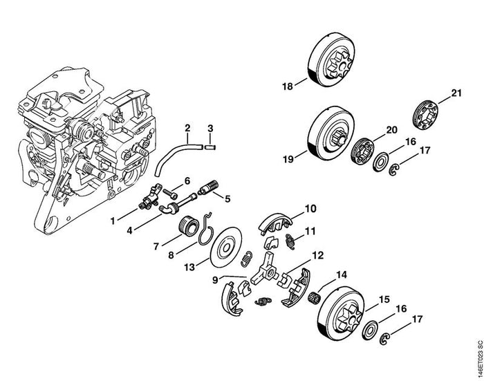 STIHL 0000-997-5600 Zugfeder positie 11 technische tekening