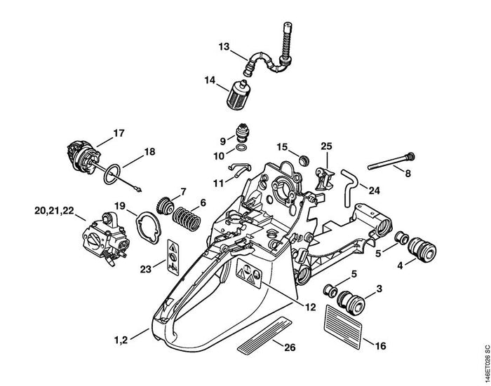 STIHL 1133-124-4400 Drehschieber positie 25 technische tekening