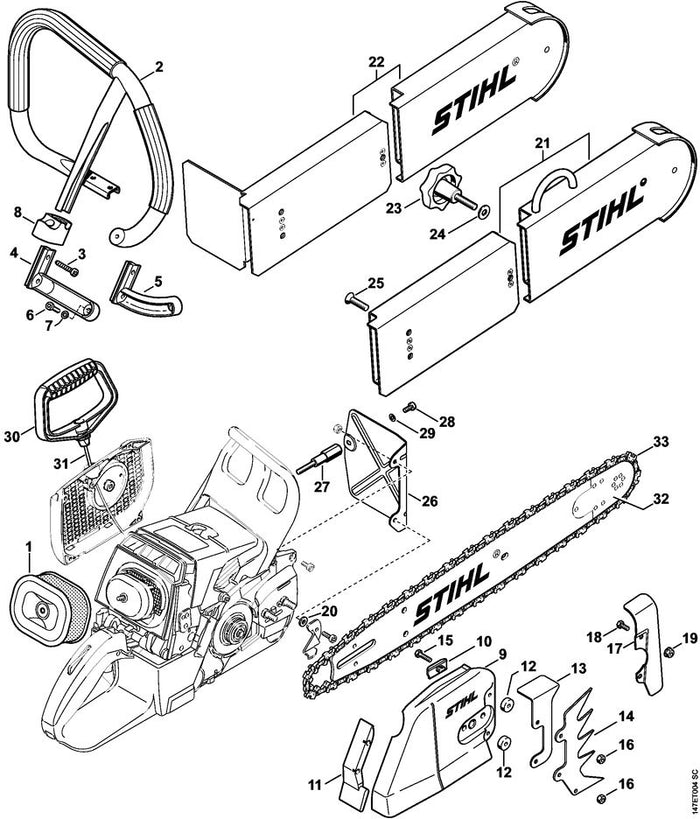 STIHL 1128-148-1200 Schraube M6 positie 27 technische tekening
