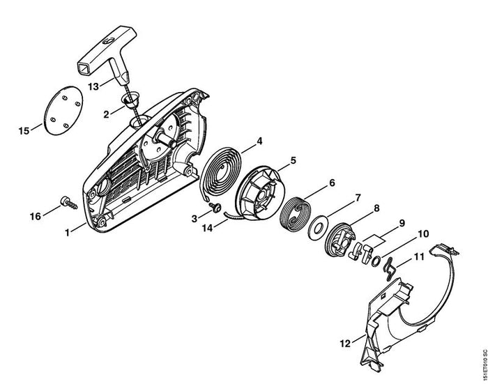 STIHL 1137-080-1809 Lüftergehäuse positie 1 technische tekening