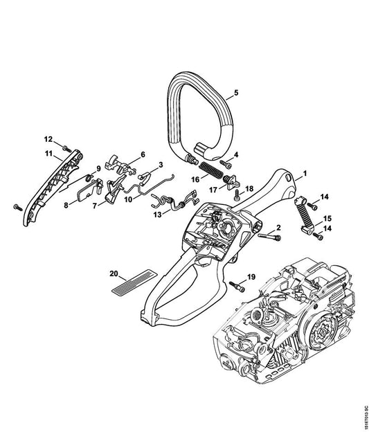STIHL 1137-182-0901 Schaltwelle positie 6 technische tekening