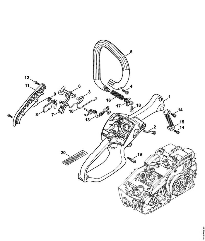 STIHL 1137-182-0901 Schaltwelle positie 6 technische tekening