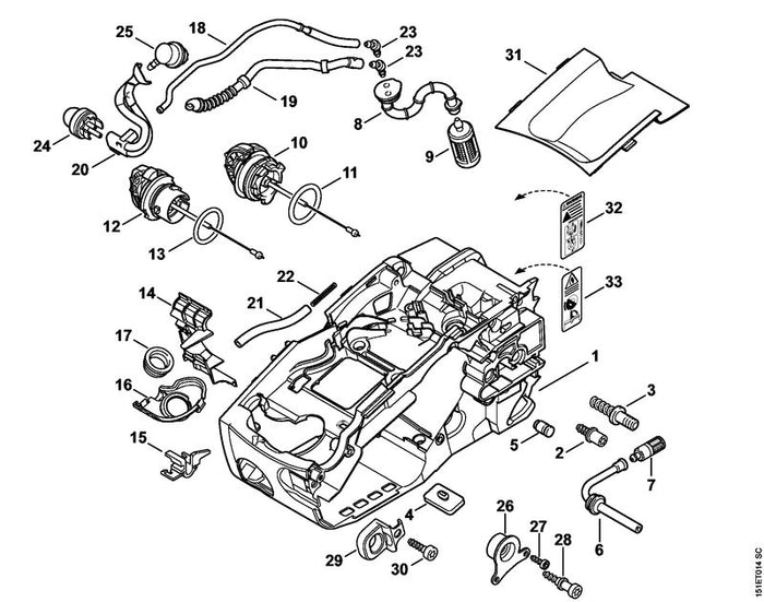 STIHL 1137-351-4001 Isolierplatte positie 14 technische tekening