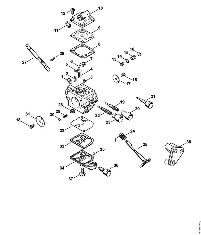 STIHL 1137-120-9701 Satz Pumpenkolben positie -1 technische tekening