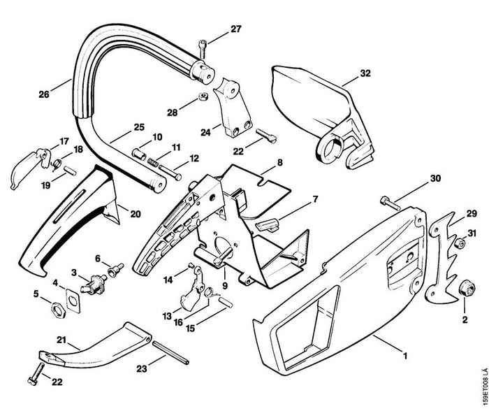 STIHL 1110-791-1901 Griffrohrhalter positie 24 technische tekening