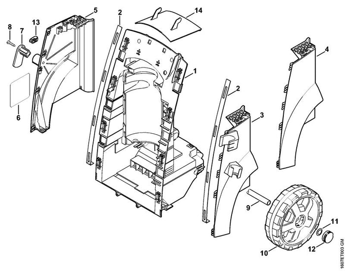 STIHL 4743-791-7000 Achse positie 9 technische tekening