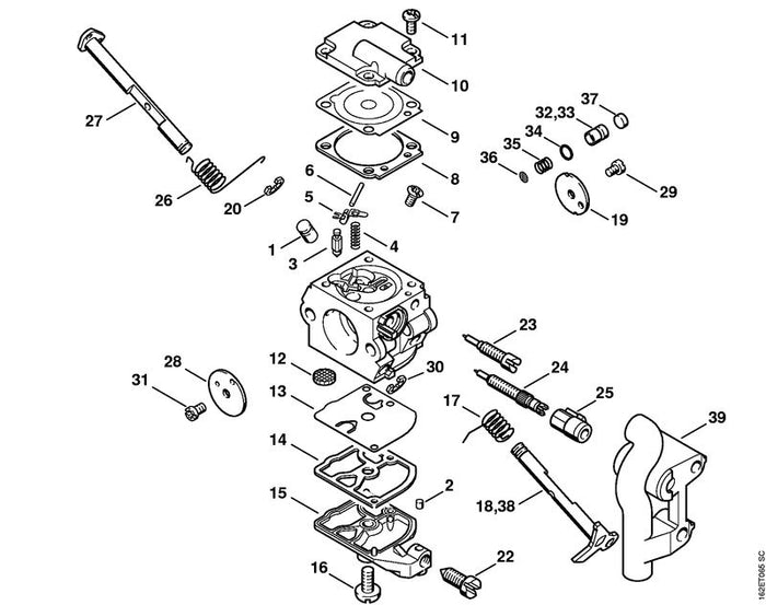 STIHL 1129-120-9702 Satz Pumpenkolben positie 32 technische tekening