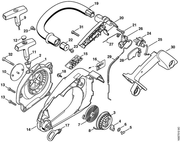 STIHL 1129-182-0800 Sperrhebel positie 28 technische tekening