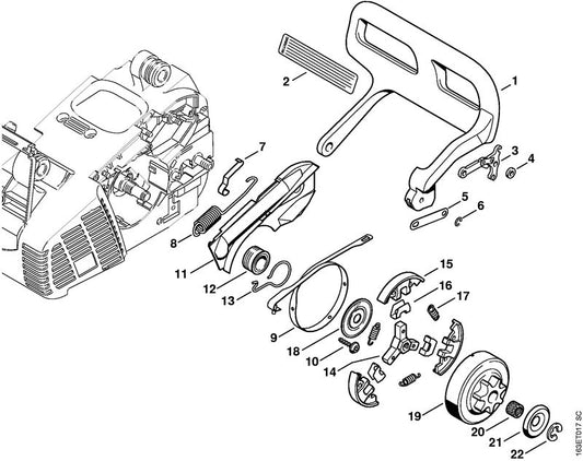 STIHL 1121-162-3201 Mitnehmer positie 14 technische tekening