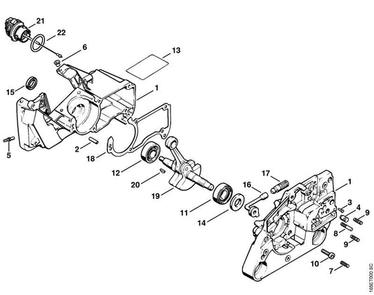 STIHL 1121-030-0400 Kurbelwelle positie 19 technische tekening