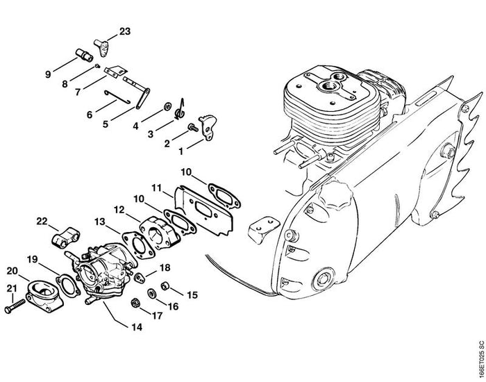STIHL 1106-104-1000 Reglerklappe positie 7 technische tekening
