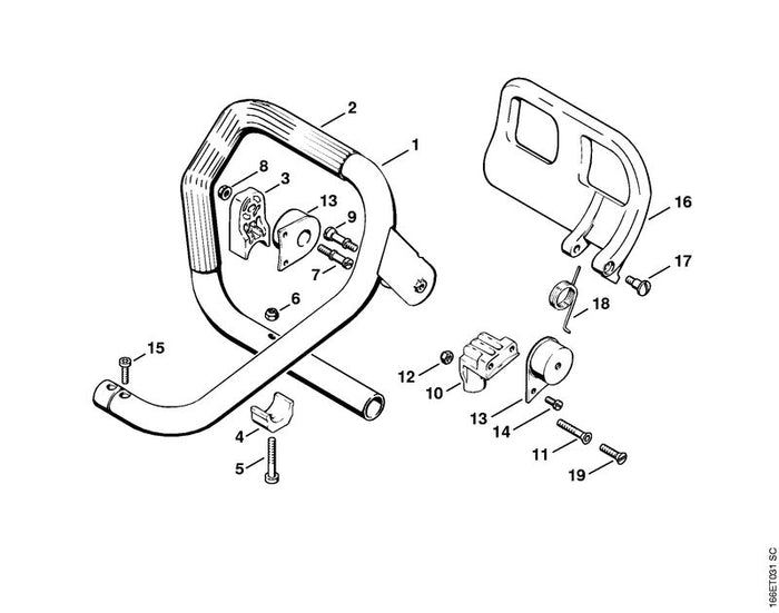 STIHL 1106-790-1517 Griffrohr mit Schlauch positie 1 technische tekening