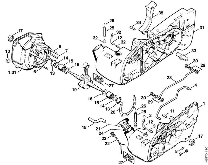 STIHL 1106-029-8901 Dichtungsstab positie 18 technische tekening