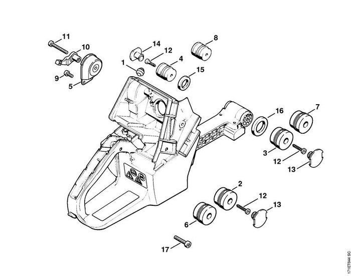 STIHL 1124-791-7605 Stütze positie 10 technische tekening