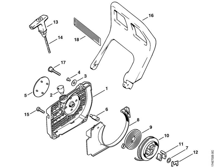 STIHL 1125-967-1510 Typenschild MS 360 positie 5 technische tekening
