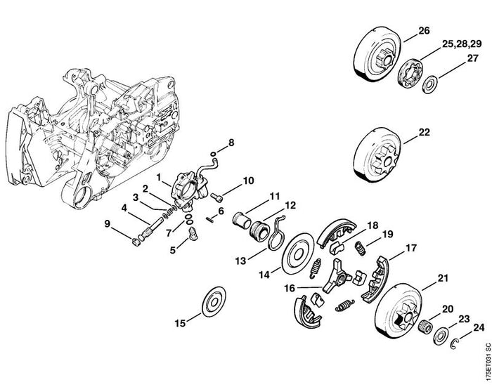 STIHL 1128-647-7000 Stopfen positie 9 technische tekening