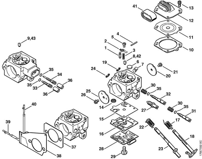 STIHL 1128-122-6807 Leerlaufstellschraube positie 32 technische tekening