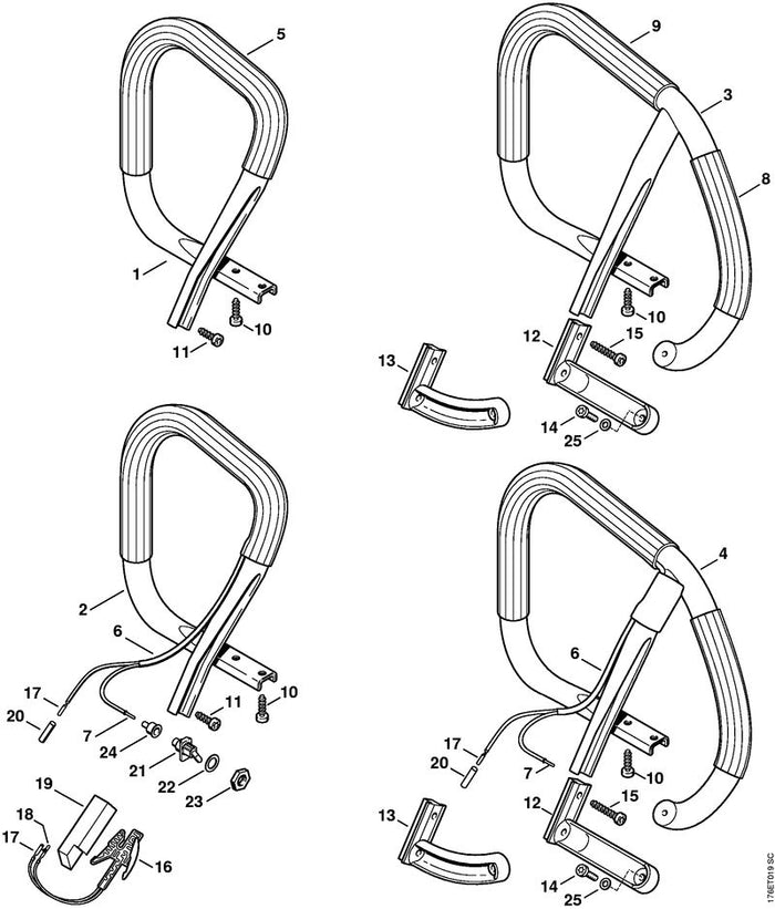 STIHL 1128-790-3616 Rundumgriffrohr positie 3 technische tekening