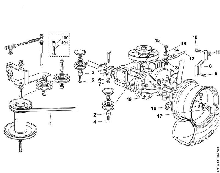 STIHL 9007-319-1880 Sechskantschraube M8x35 positie 4 technische tekening