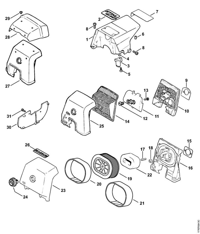 STIHL 1122-967-1507 Typenschild MS 640 positie 2 technische tekening