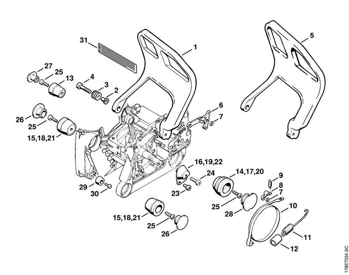 STIHL 1124-792-5505 Buchse positie 3 technische tekening