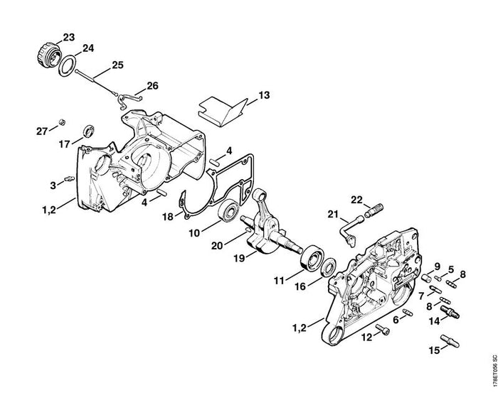 STIHL 0000-974-1200 Zylinderkerbnagel 2,6x8 positie 5 technische tekening