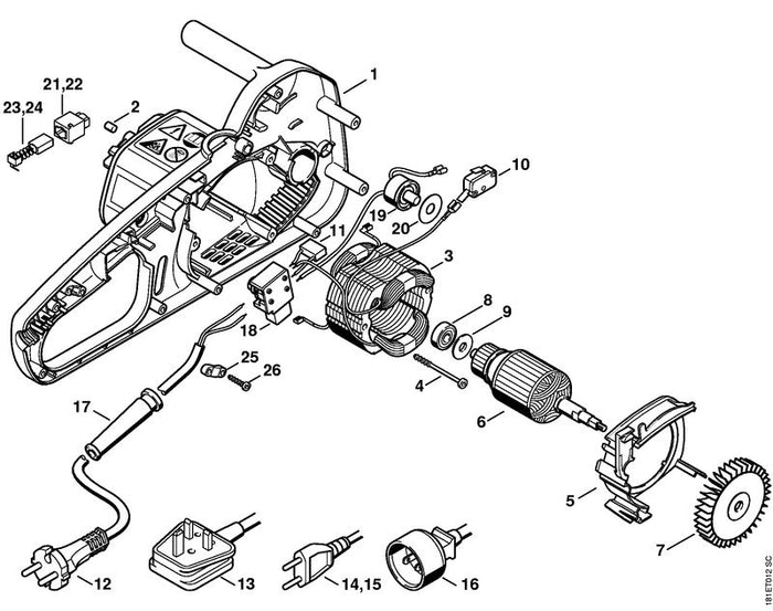 STIHL 1206-605-1001 Kondensator 230/240 V positie 11 technische tekening