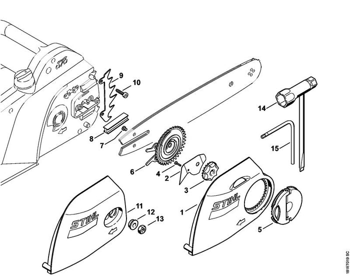 STIHL 1208-007-1000 Satz Kettenschnellspannung positie -1 technische tekening